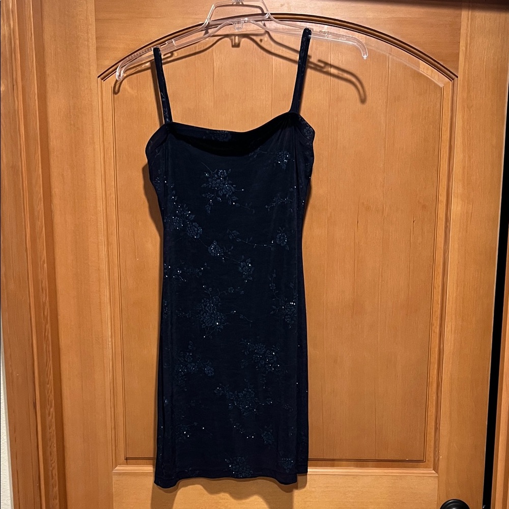 Elegant Sparkly Black and Blue Little Dress